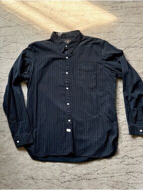 RRL Ralph Lauren Double RL Pin Striped Shirt in Black  - XL